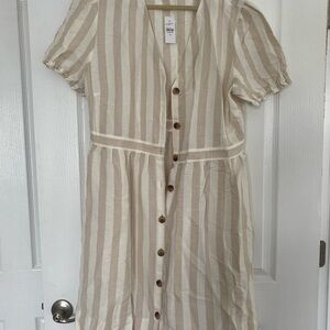 LOFT Striped Button-up Dress